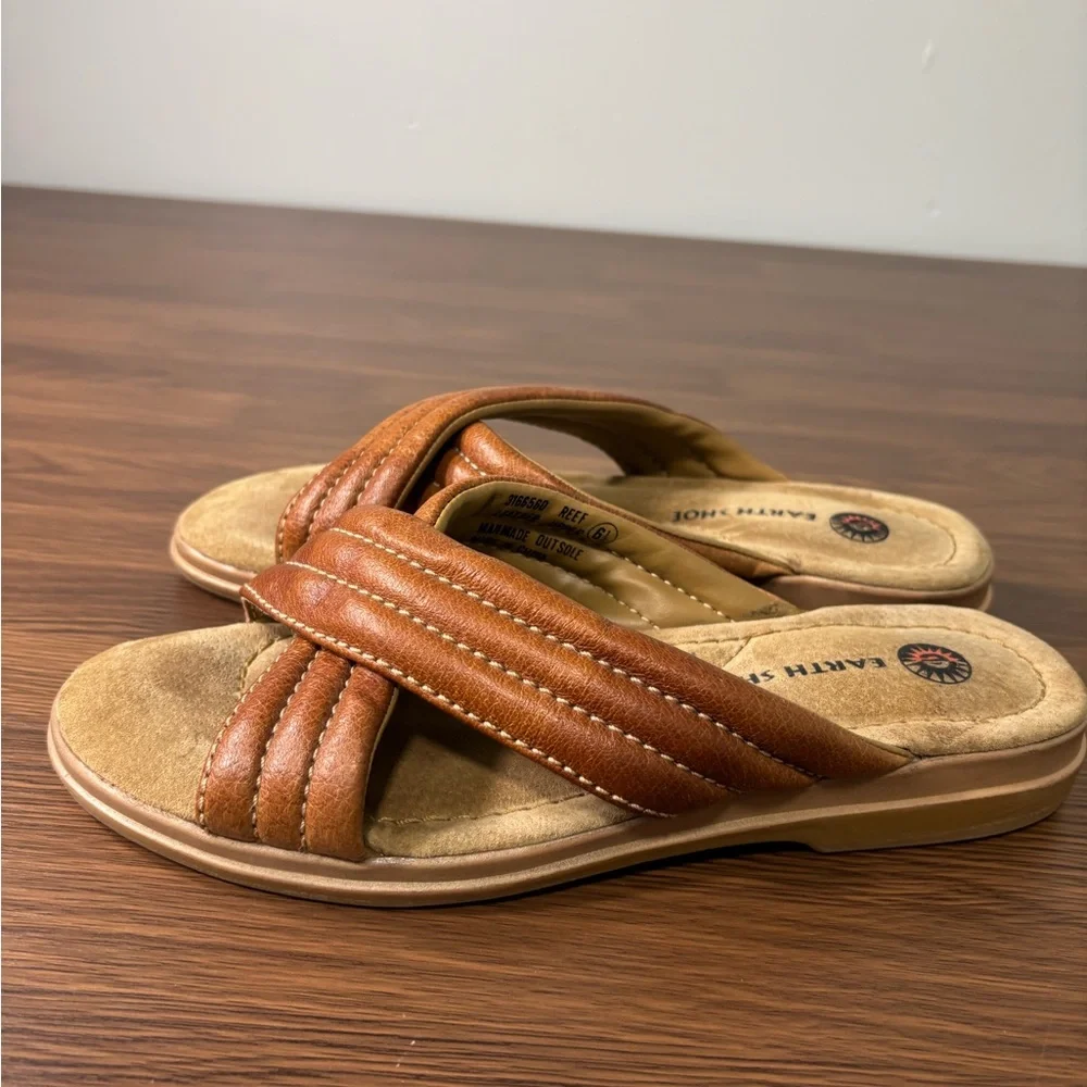 Earth Shoe- Reef-‎ Brown Leather Sandals Size 6.5
